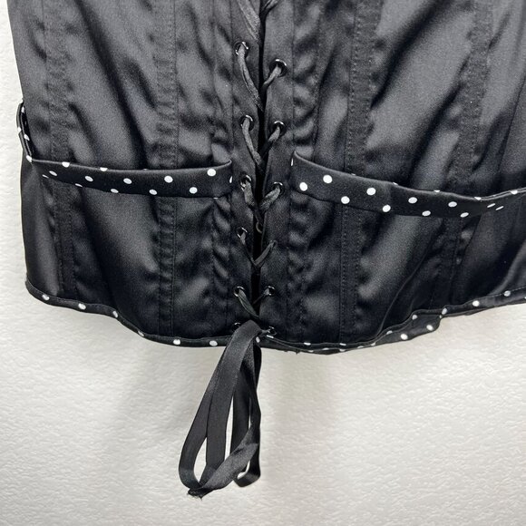 Y2K Charlotte Russe Black Polka Dot Corset Top L - Picture 5 of 8